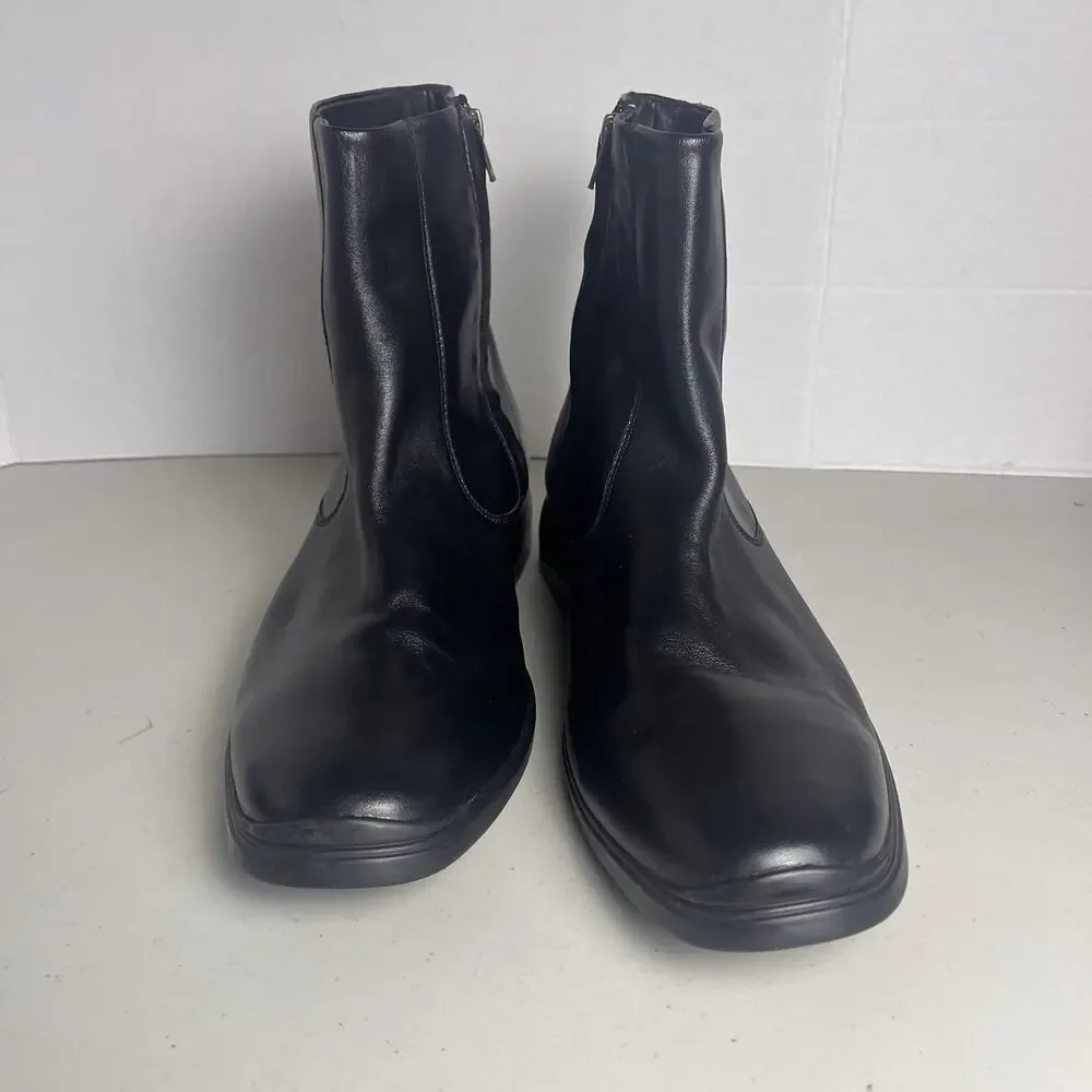Cole Haan Black Leather Waterproof Side Zip Boots NikeAir Sole Men's 11M C09035